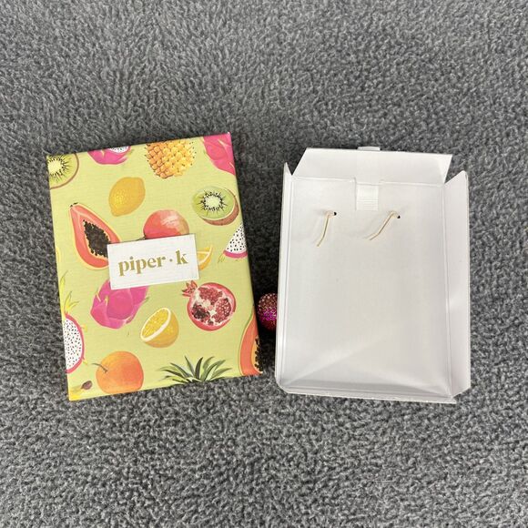 Piper K CHERRY Glass Stones Enamel Gold Tone Nickel Free Drop Earrings 3" NIB - Picture 6 of 12